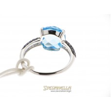 CHIMENTO anello oro bianco 18kt topazio azzurro e zaffiri blue 82722904 new